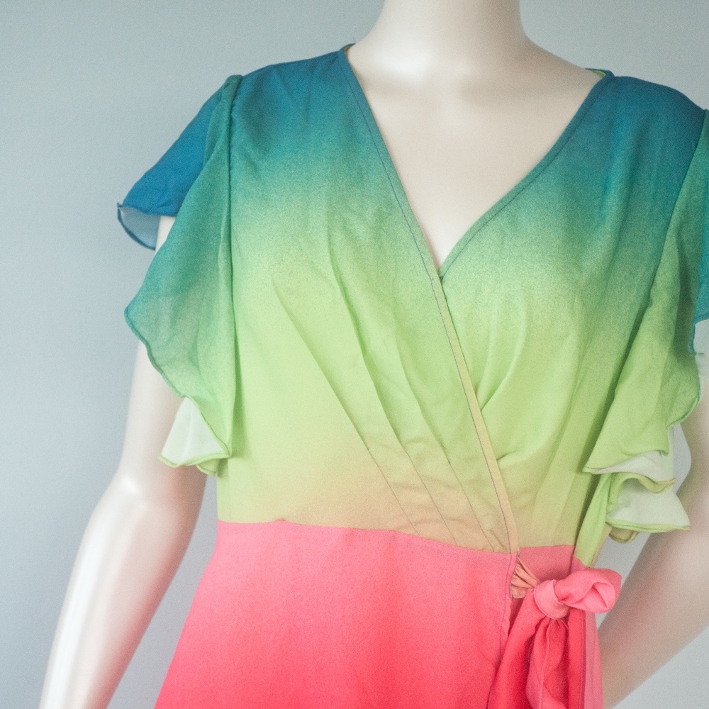 NWT New York & Company Rainbow Hi Low Ombre Blouse Top - Picture 5 of 9